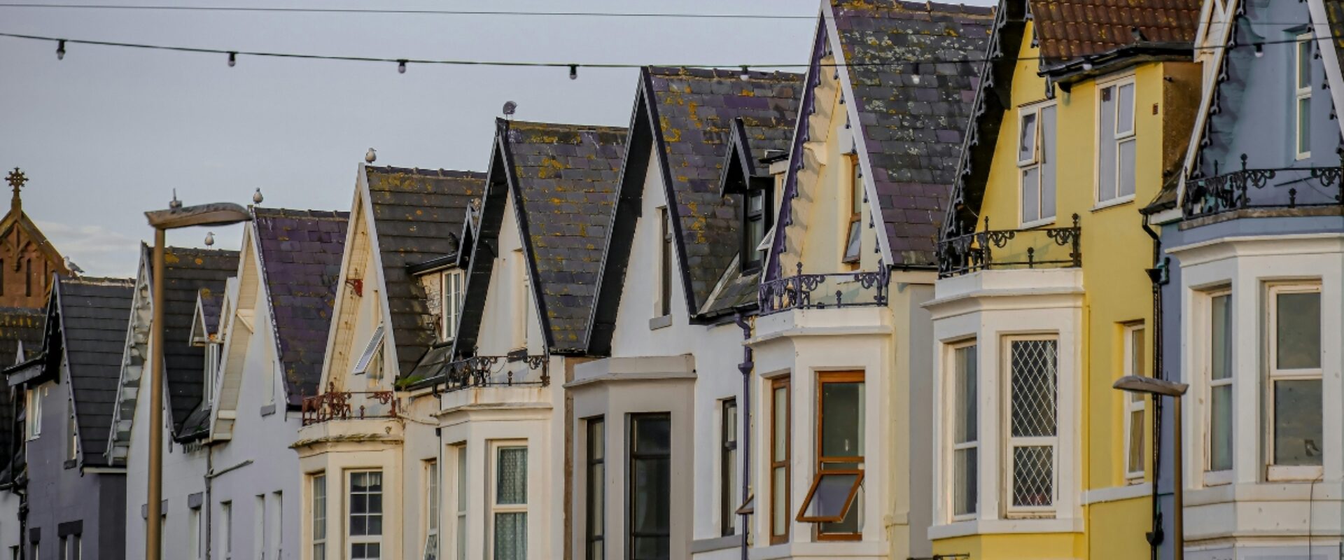 A row of colourful houses.