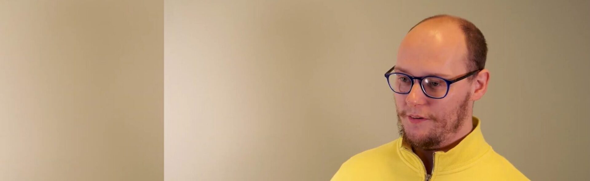 Response resident, Patrick, in yellow top and glasses.